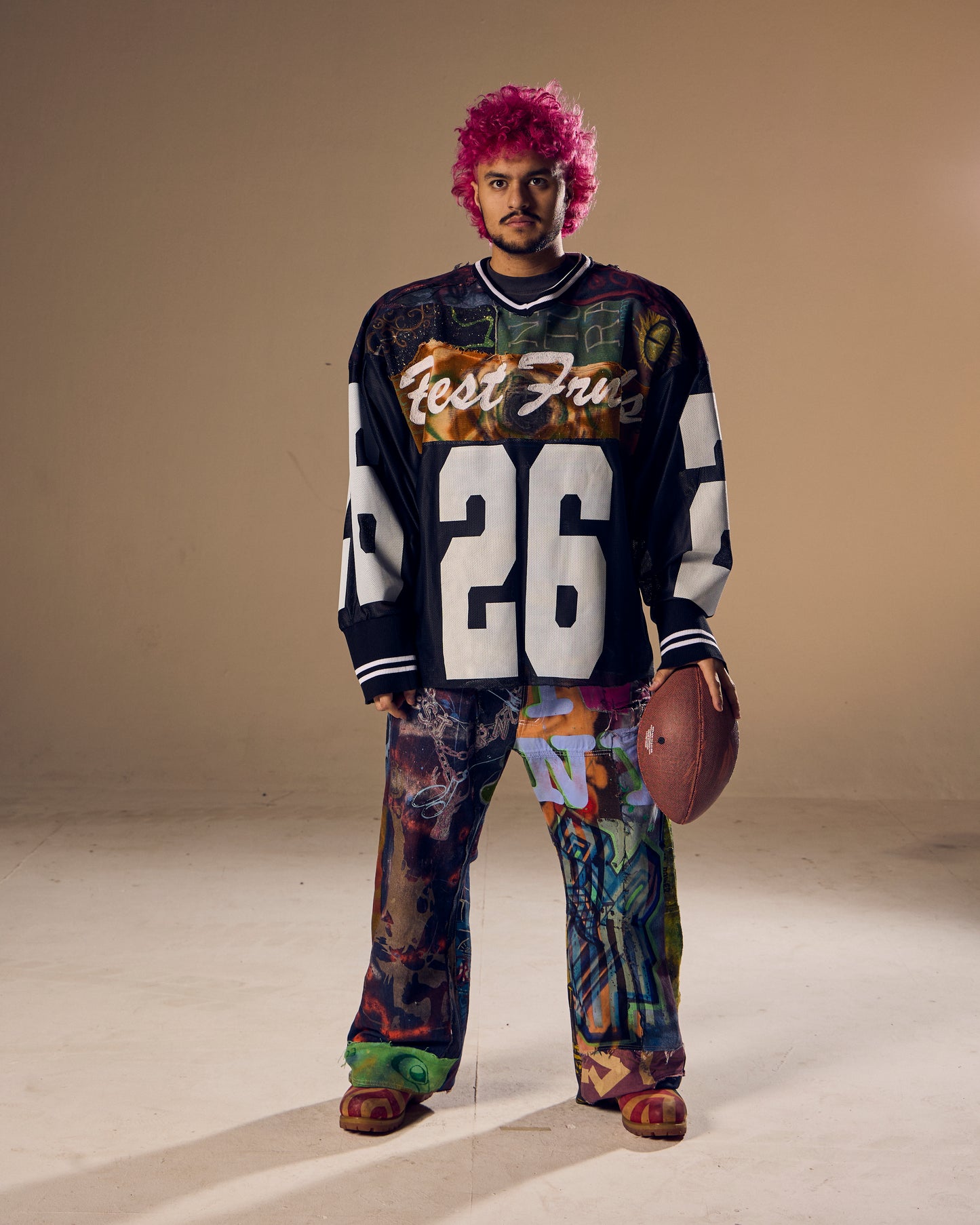 Oversized Denim Patchwork Jersey