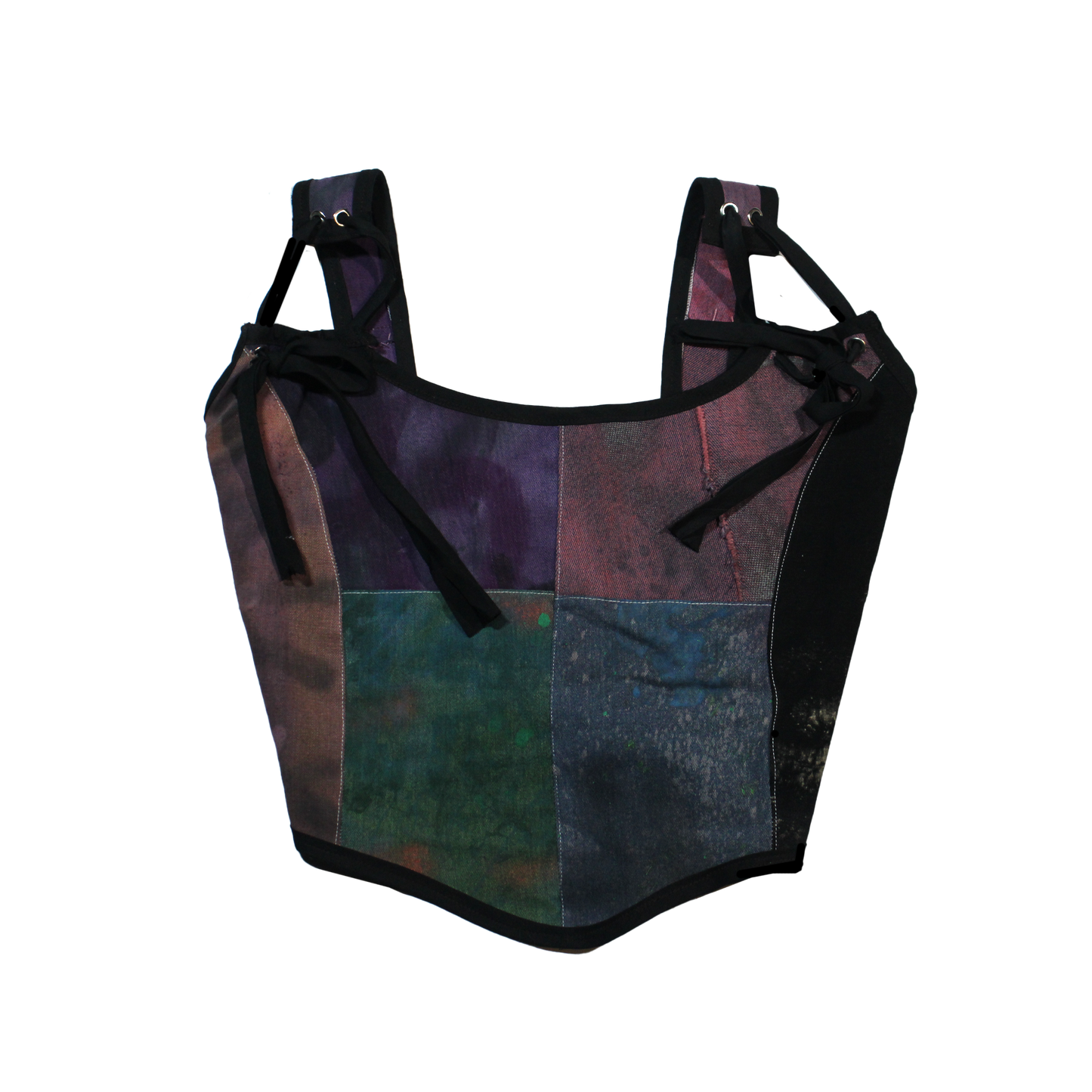 Denim Patchwork Bustier Top