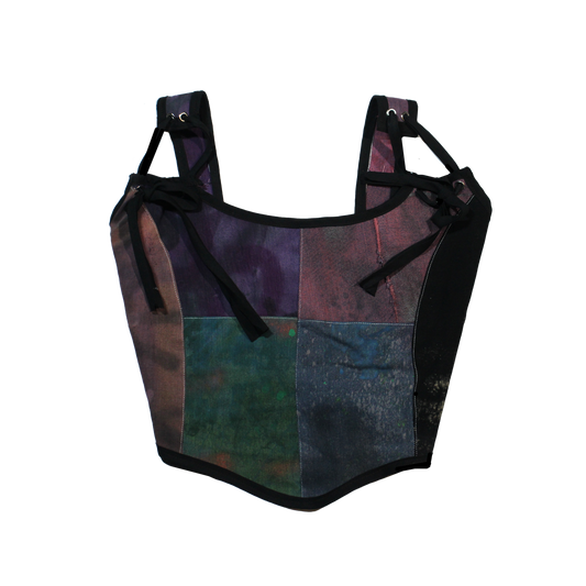 Denim Patchwork Bustier Top