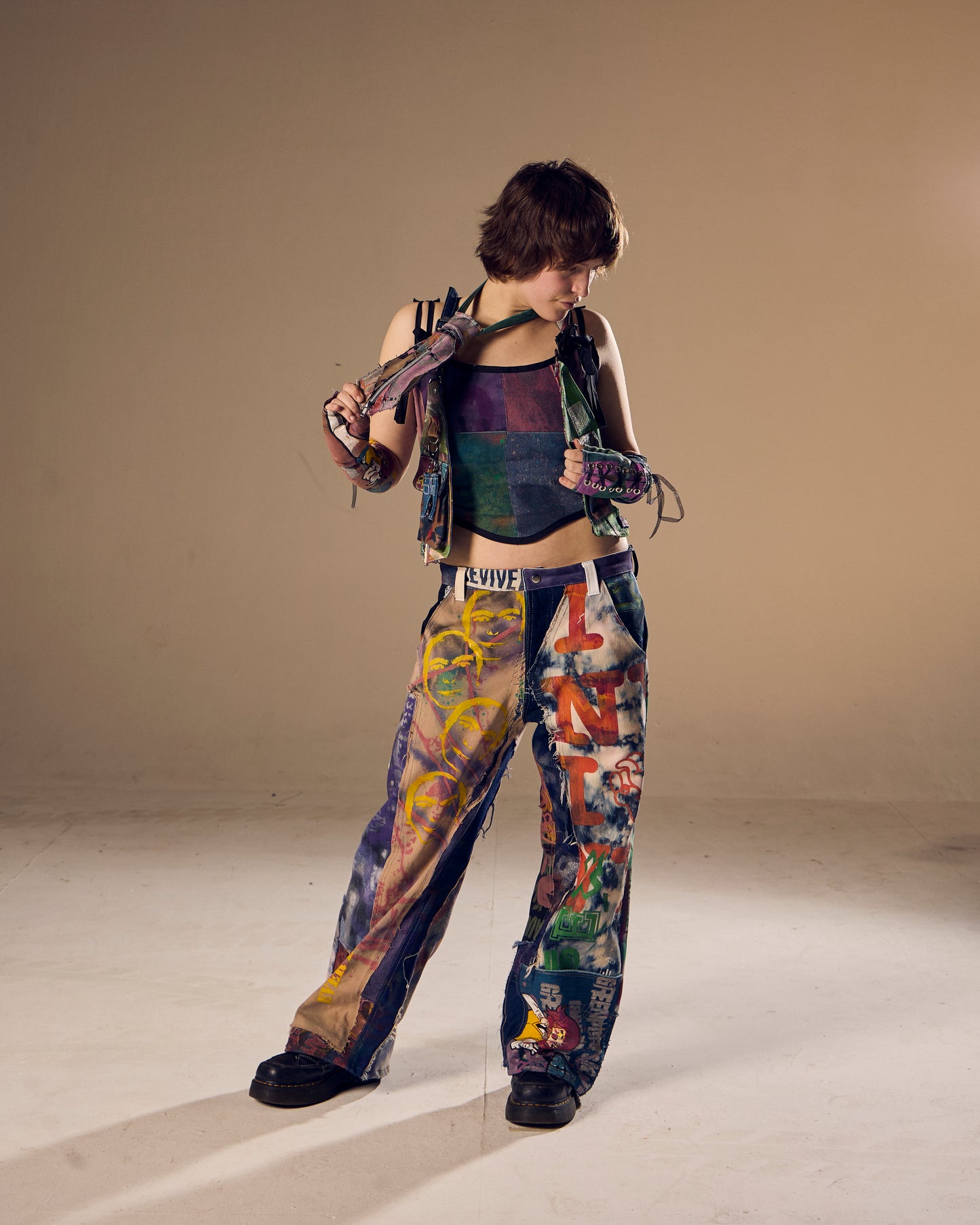 Denim Patchwork Bustier Top