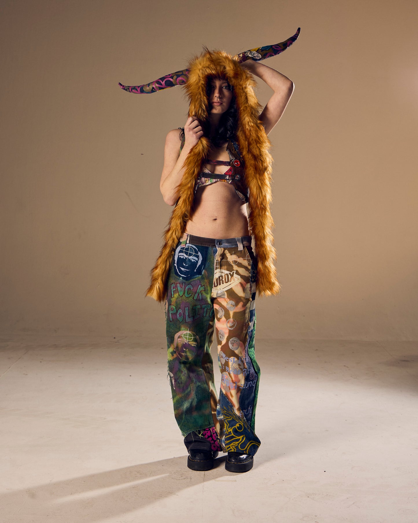 Denim Ox Horn Hood/Hat