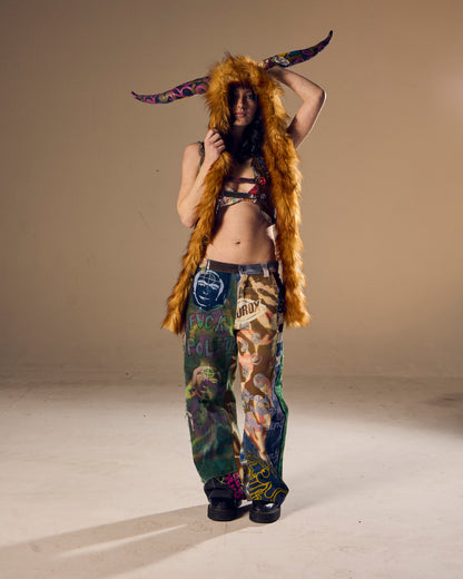 Denim Ox Horn Hood/Hat