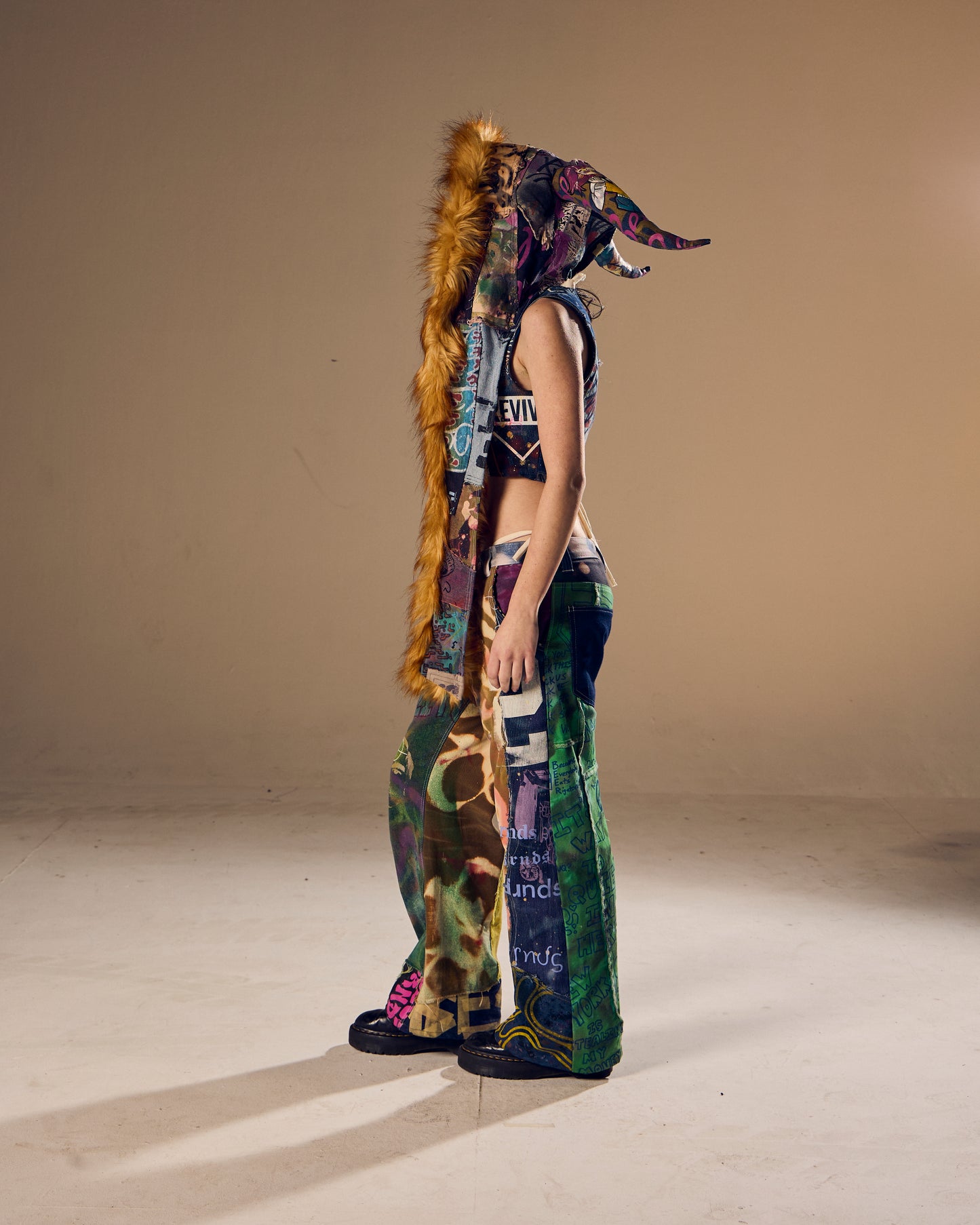 Denim Ox Horn Hood/Hat